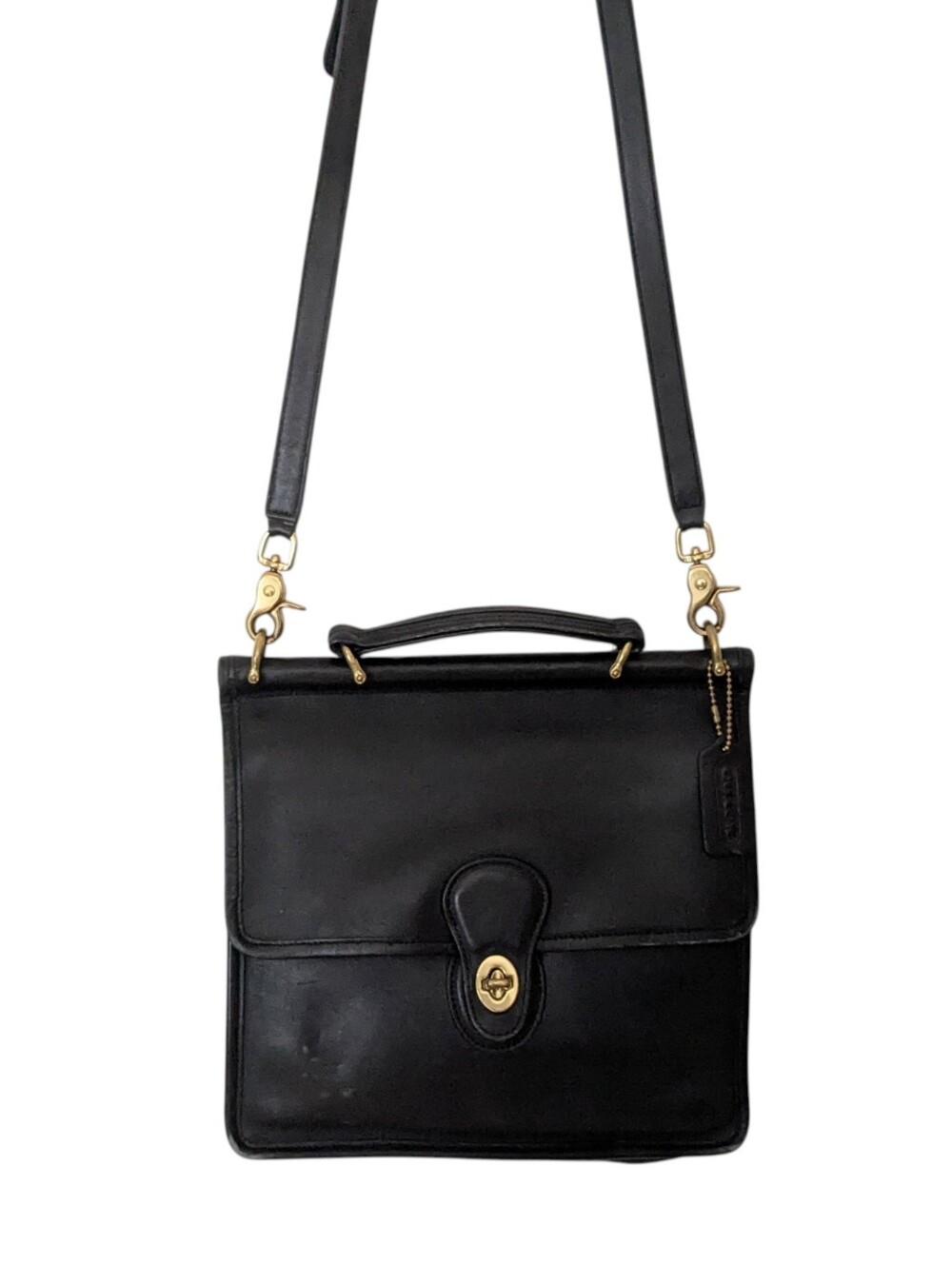 Coach Vintage Station Black Leather Convertible Satchel